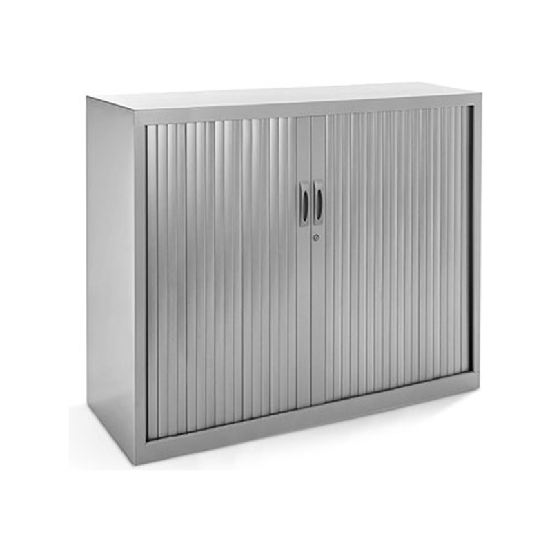 Armario metalico rocada dos puertas tipo persiana con dos baldas serie store 105x120x45 cm acabado gris/gris