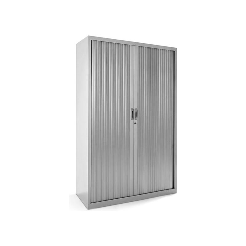 Armario metalico rocada dos puertas tipo persiana con cuatro baldas serie store 198x120x45 cm gris/gris