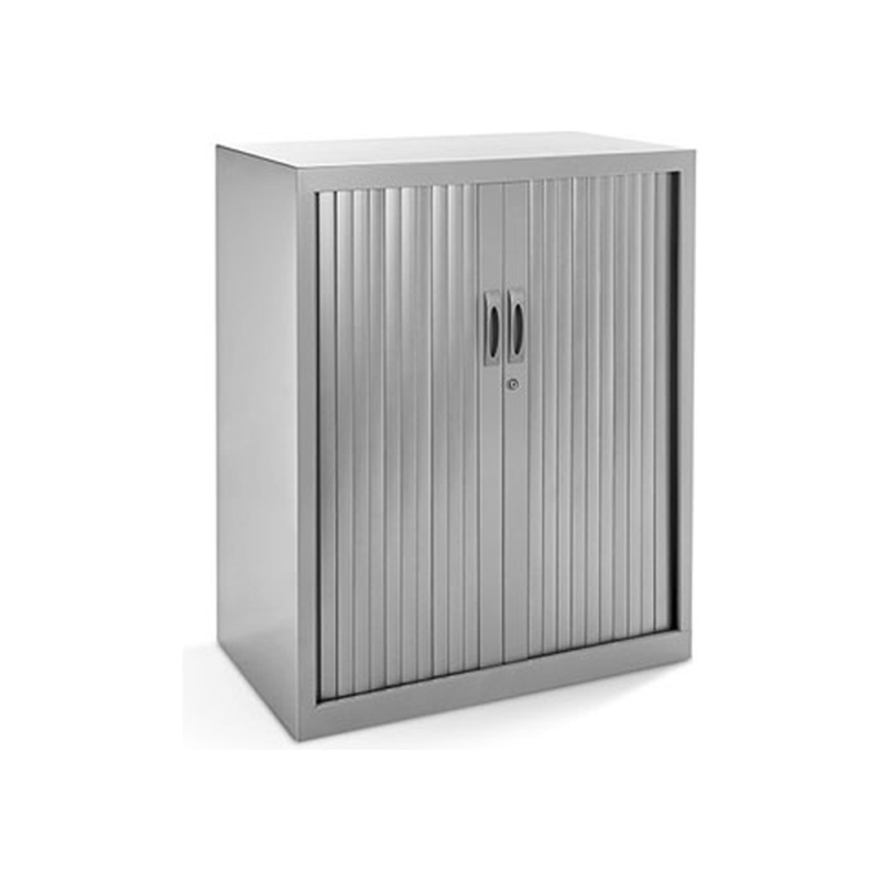 Armario metalico rocada dos puertas tipo persiana con dos baldas serie store 105x80x45 cm acabado gris/gris