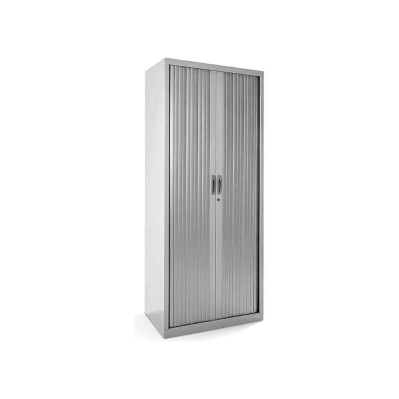 Armario metalico rocada dos puertas tipo persiana con cuatro baldas serie store 198x80x45 cm acabado gris/gris