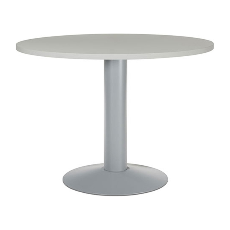 Mesa de reunion rocada meeting 3005at02 estructura columna acero gris tablero madera gris 100 cm diametro