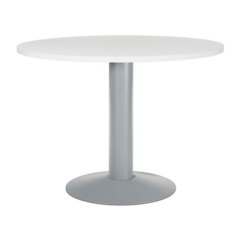 Mesa de reunion rocada meeting 3005at04 estructura columna acero gris tablero madera blanco 100 cm diametro