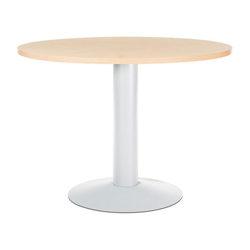 Mesa de reunion rocada meeting 3005atw01 estructura columna acero blanco tablero madera haya 100 cm diametro