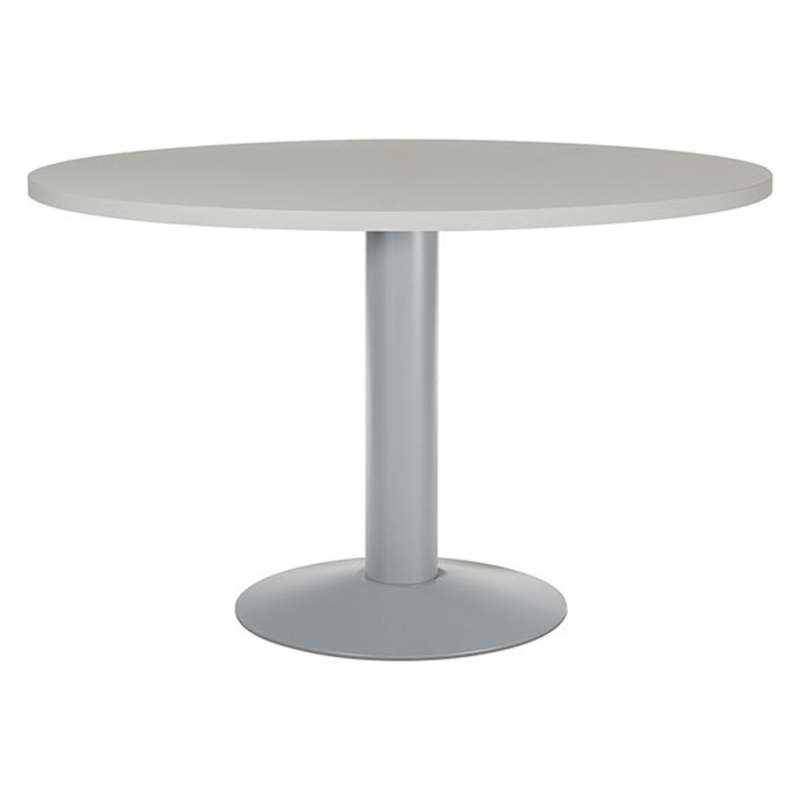Mesa de reunion rocada meeting 3006at02 estructura columna acero gris tablero madera gris 120 cm diametro