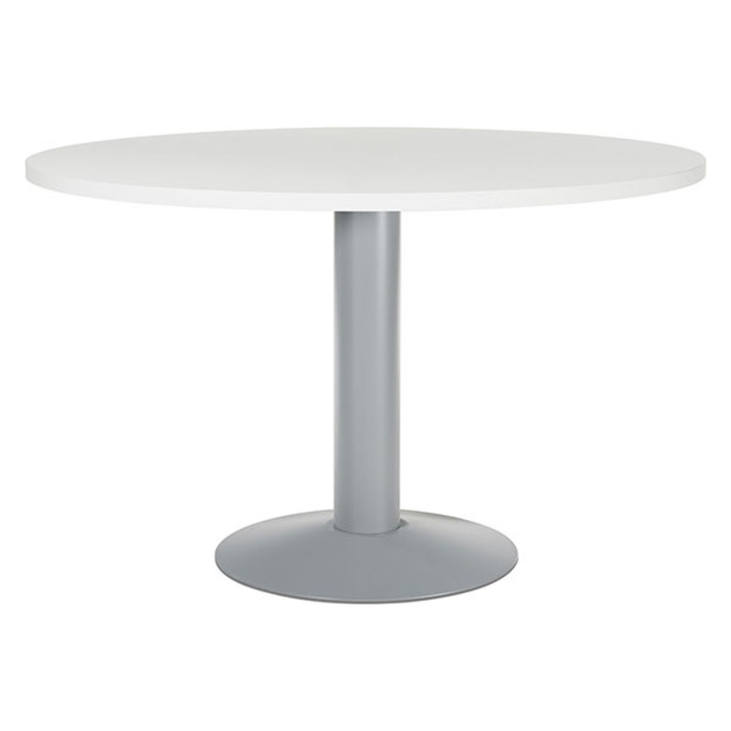 Mesa de reunion rocada meeting 3006at04 estructura columna acero gris tablero madera blanco 120 cm diametro