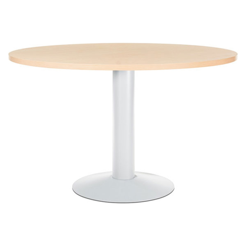 Mesa de reunion rocada meeting 3006atw01 estructura columna acero blanco tablero madera haya 120 cm diametro