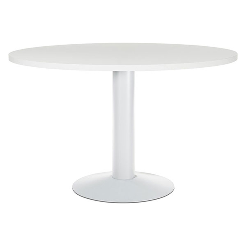 Mesa de reunion rocada meeting 3006atw04 estructura columna acero blanco tablero madera blanco 120 cm diametro