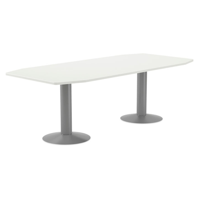 Mesa de reunion rocada meeting 3003at04 estructura columna doble acero gris tablero madera blanco
