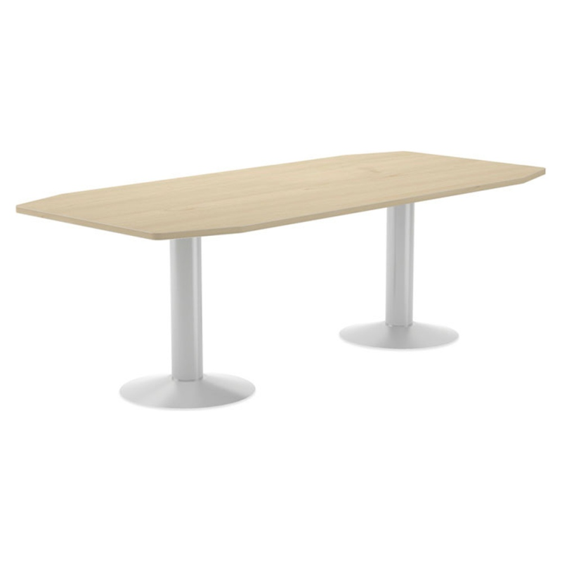 Mesa de reunion rocada meeting 3003atw01 estructura columna doble acero blanco tablero madera haya