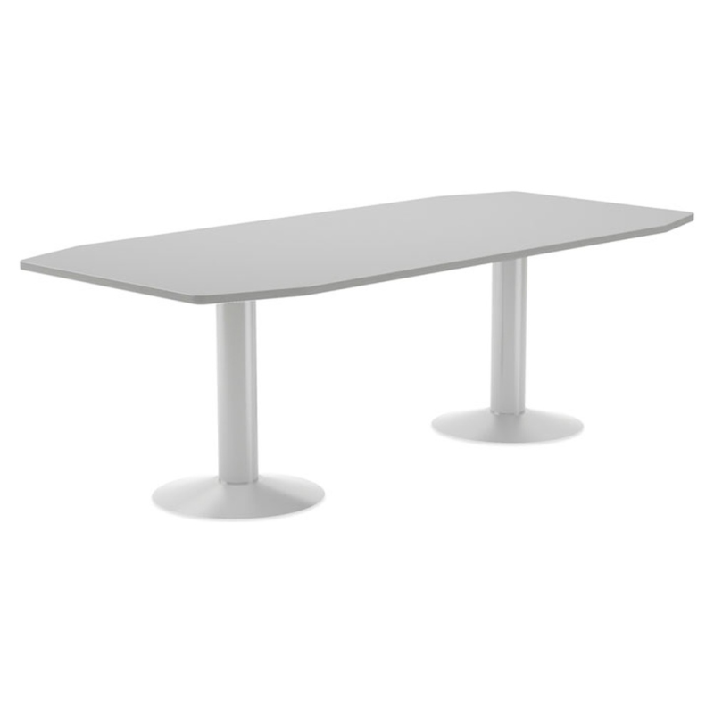 Mesa de reunion rocada meeting 3003atw02 estructura columna doble acero blanco tablero madera gris