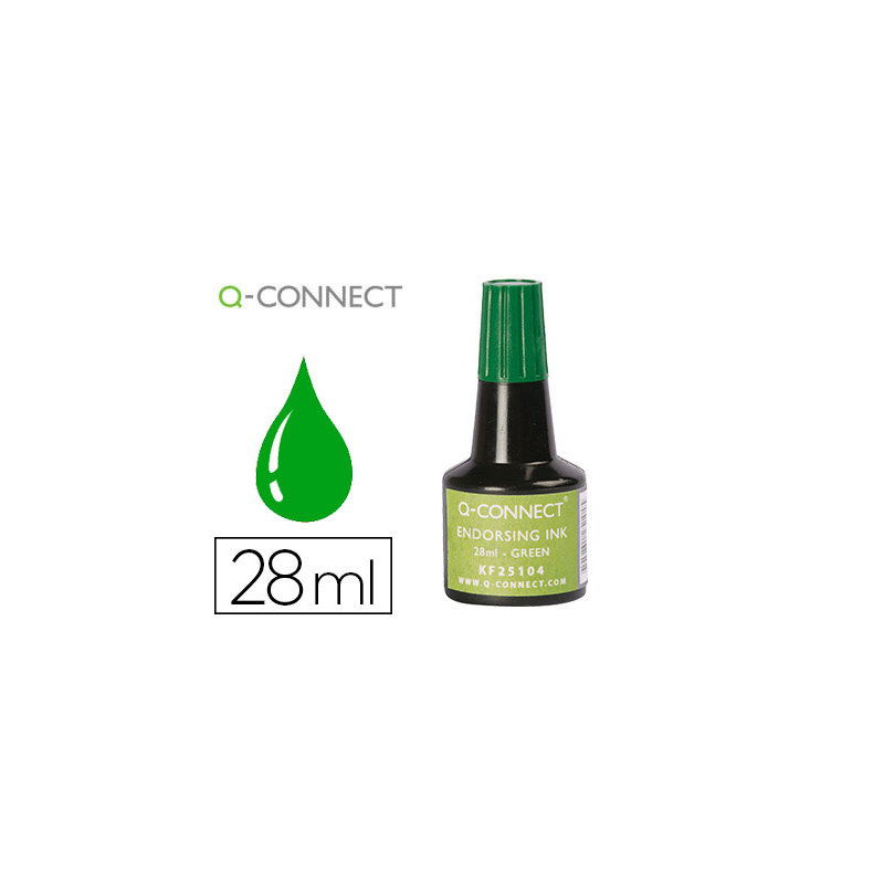 Tinta tampon q-connect verde bote 28 ml