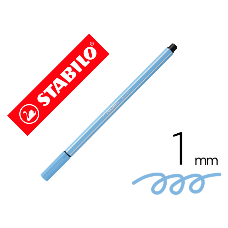 Rotulador stabilo acuarelable pen 68 azul claro punta gruesa 1mm