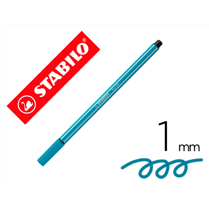 Rotulador stabilo acuarelable pen 68 azul cobalto punta gruesa 1mm