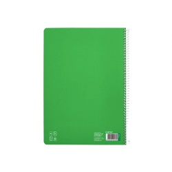Cuaderno espiral liderpapel a4 pautaguia tapa dura 80h 90gr cuadro pautado 5mm color verde