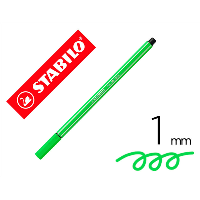 Rotulador stabilo acuarelable pen 68 verde neon punta gruesa 1mm