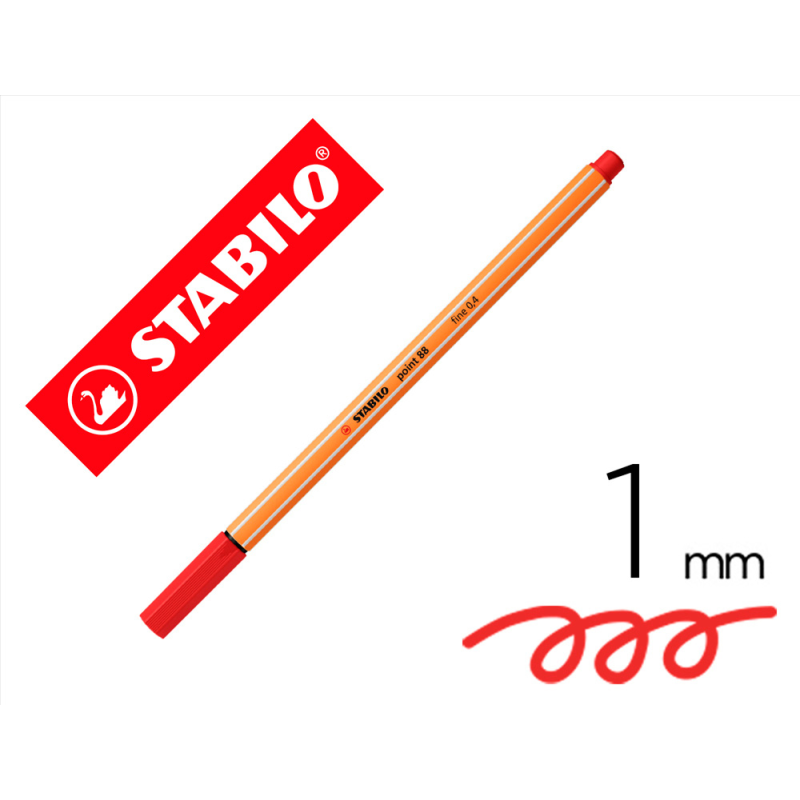 Rotulador stabilo punta de fib ra point 88 bermellon punta fina 0,4mm