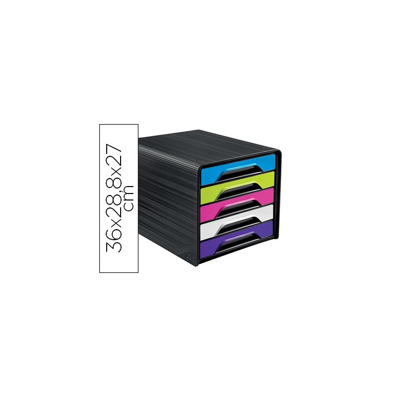 Fichero cajones de sobremesa cep 5 cajones negro/multicolor flashy 360x288x270 mm