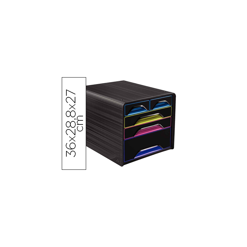 Fichero cajones de sobremesa cep 5 cajones mixtos negro/multicolor 360x288x270 mm