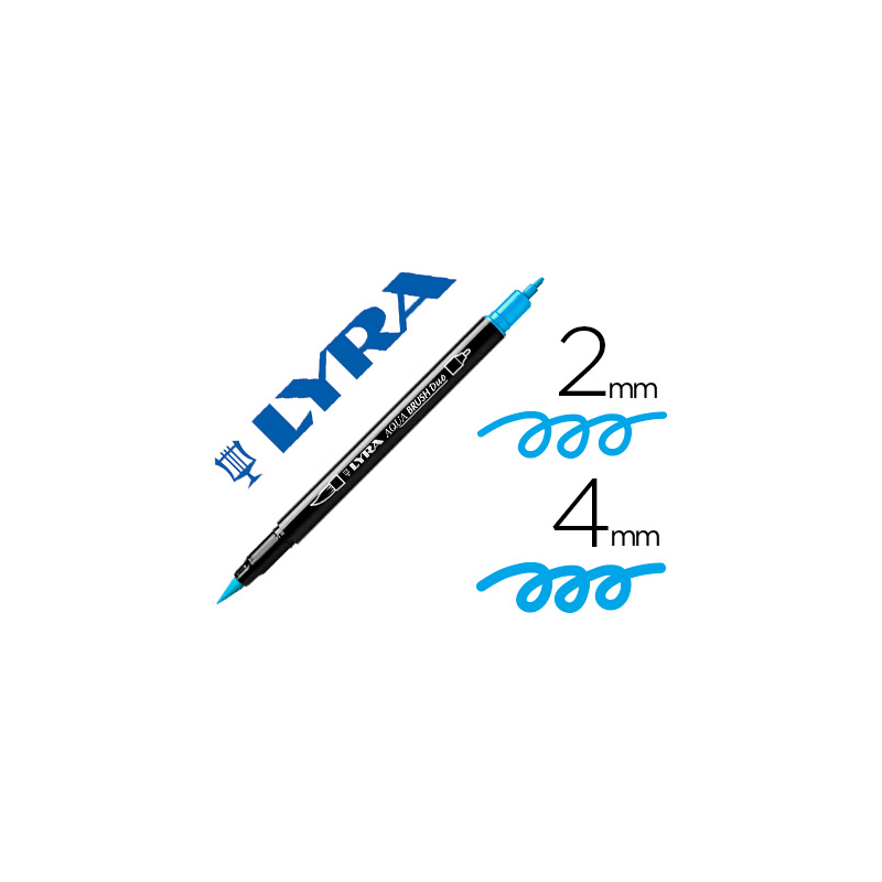 Rotulador lyra aqua brush acuarelable doble punta fina y pincel azul claro