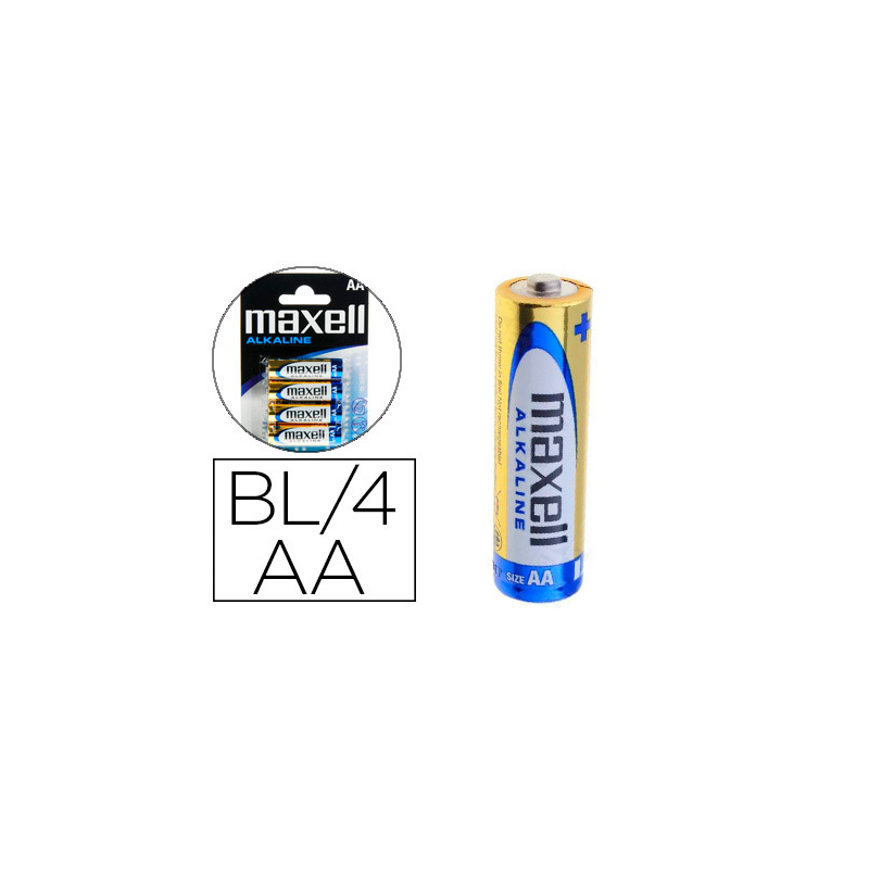 Pila maxell alcalina 1.5 v tipo aa lr06 blister de 4 unidades