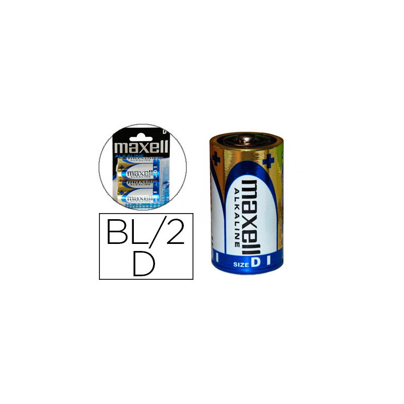 Pila maxell alcalina 1.5v tipo d lr20 blister de 2 unidades