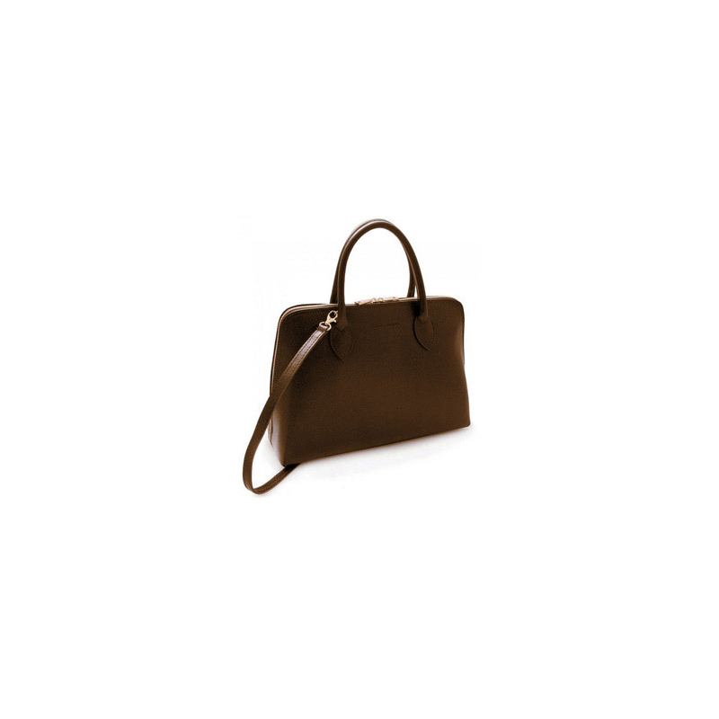 Maletin para portatil zerimar piel vacuno marron con cremallera asas y correa 26x37x12cm