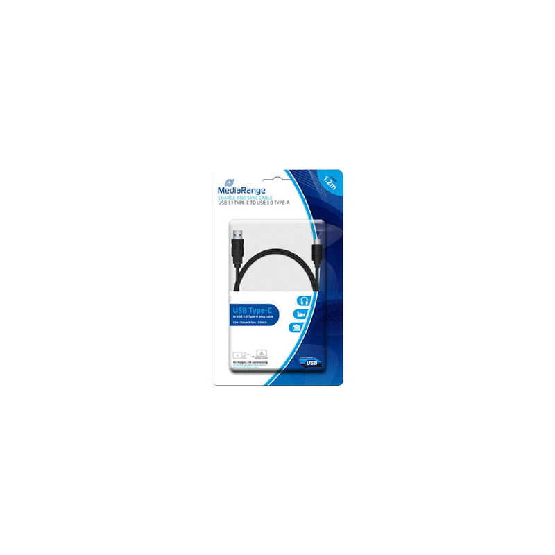 Cable usb 3.1 tipo c a usb 3.0 tipo a mediarange longitud del cable 1.2 mt negro