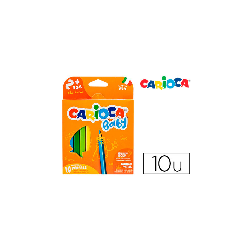 Lapices de colores carioca baby 2 años caja de 10 colores surtidos