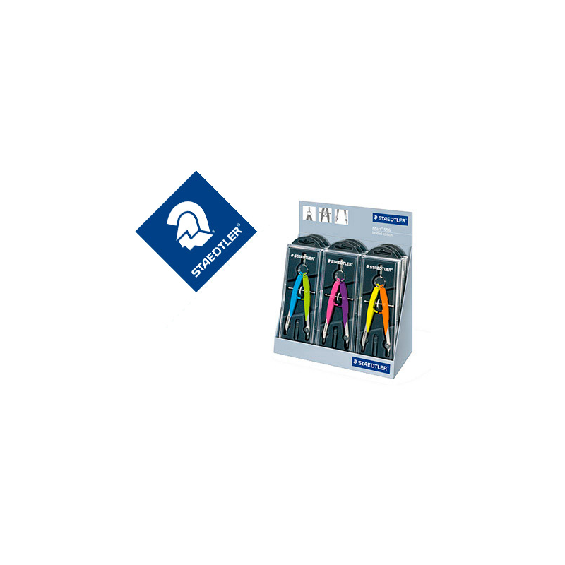 Compas staedtler micrometrico 556 con husillo y rueda central color neon expositor sobremesa de 9 unidades