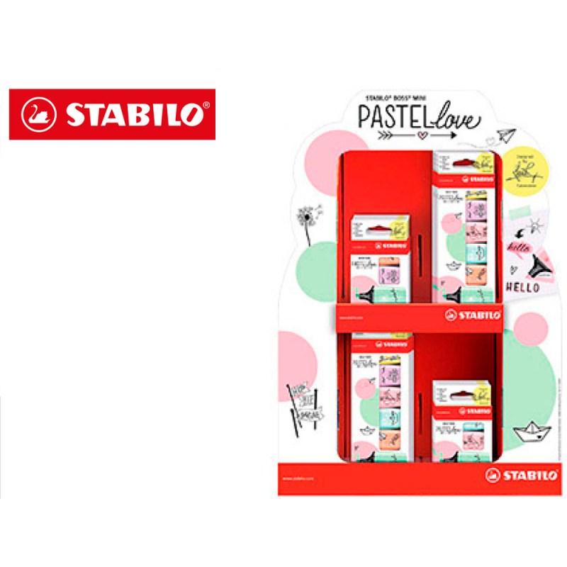 Rotulador stabilo boss mini pastel love expositor de 72 unidades colores surtidos