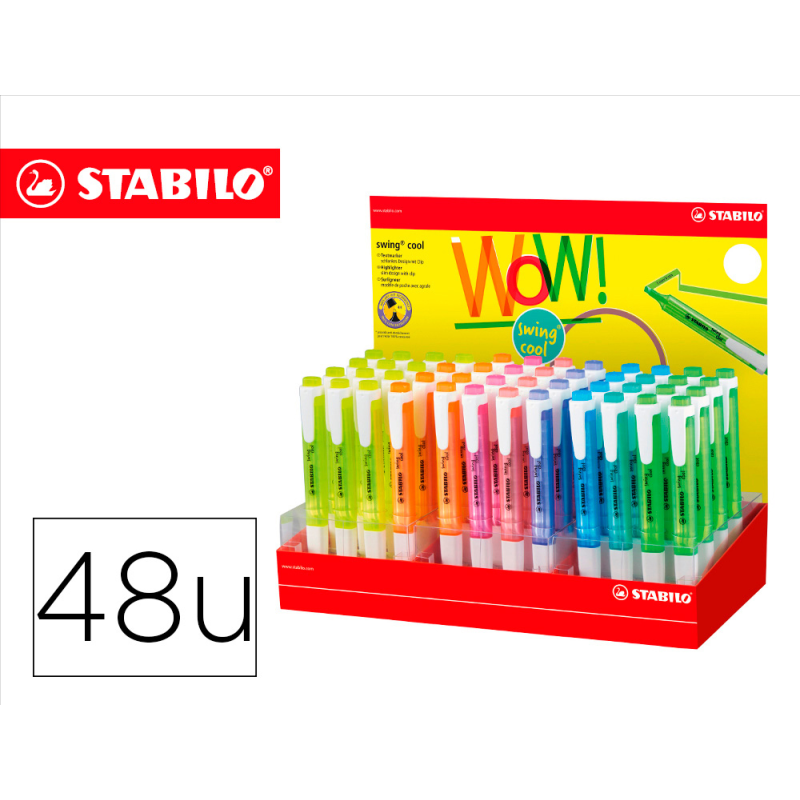 Rotulador stabilo fluorescente swing cool expositor de 48 unidades colores surtidos