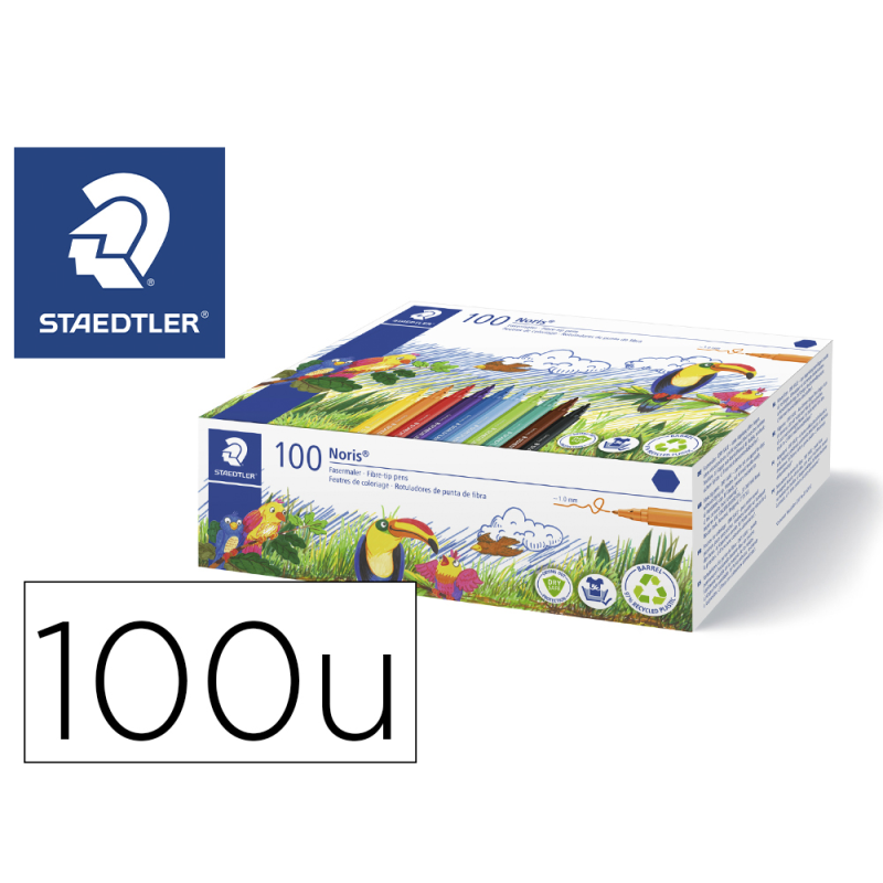Rotulador staedtler noris 326 school pack de 100 unidades colores surtidos 10 x color