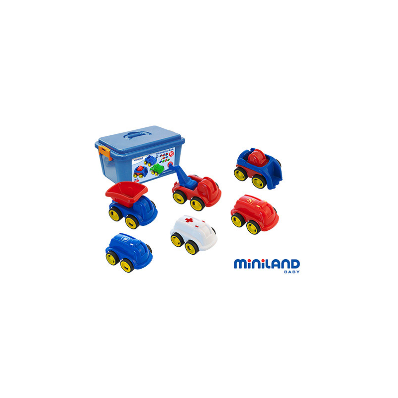 Juego didactico miniland con 10 vehiculos profesionales flexibles para trabajar la educacion vial