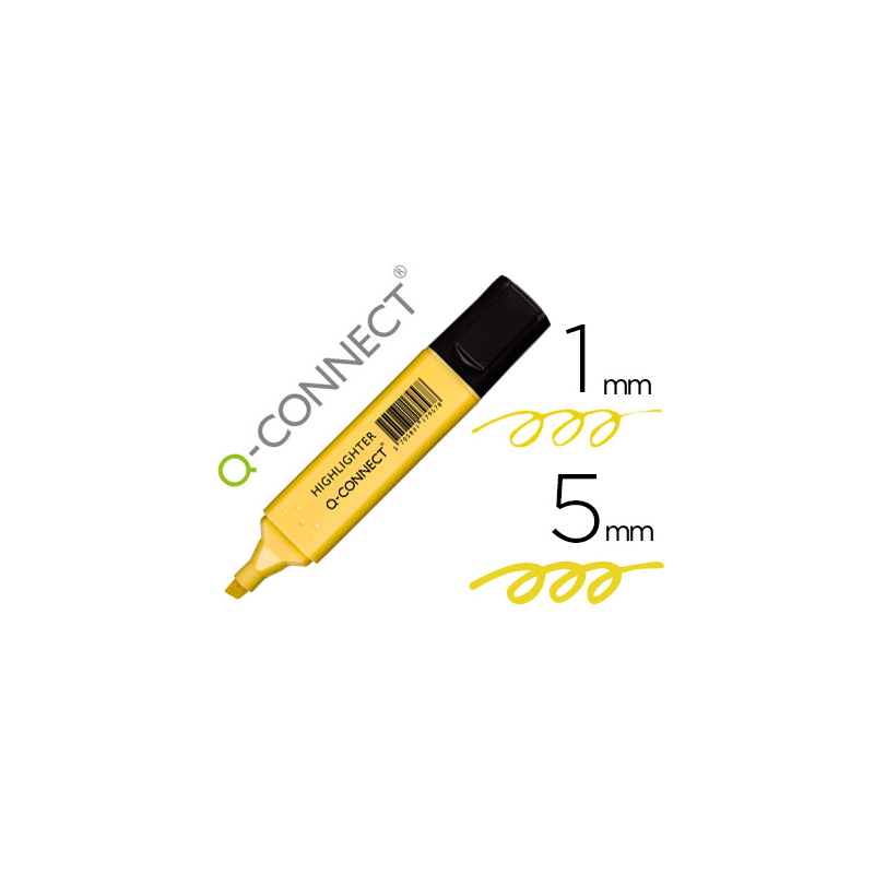 Rotulador q-connect fluorescente pastel amarillo punta biselada