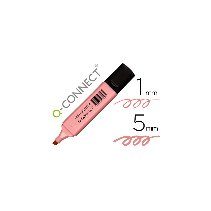 Rotulador q-connect fluorescente pastel rosa punta biselada