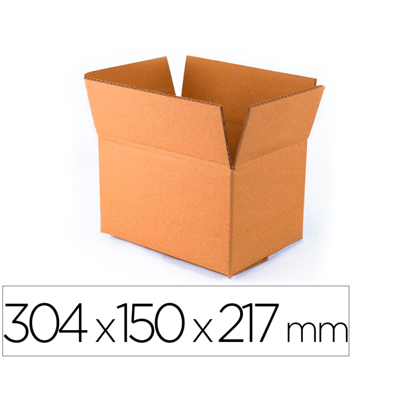 Caja para embalar q-connect americana ultra resistente carton reciclado canal doble 7mm color kraft 304x150x217 mm