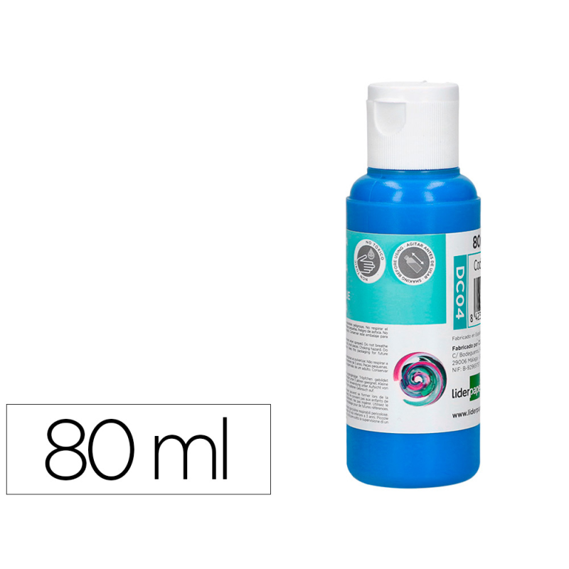 Pintura acrilica liderpapel bote de 80 ml cian