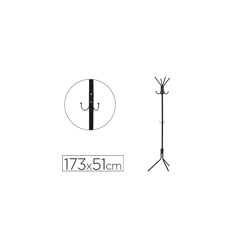 Perchero metalico q-connect negro 8 colgadores 173x51 cm