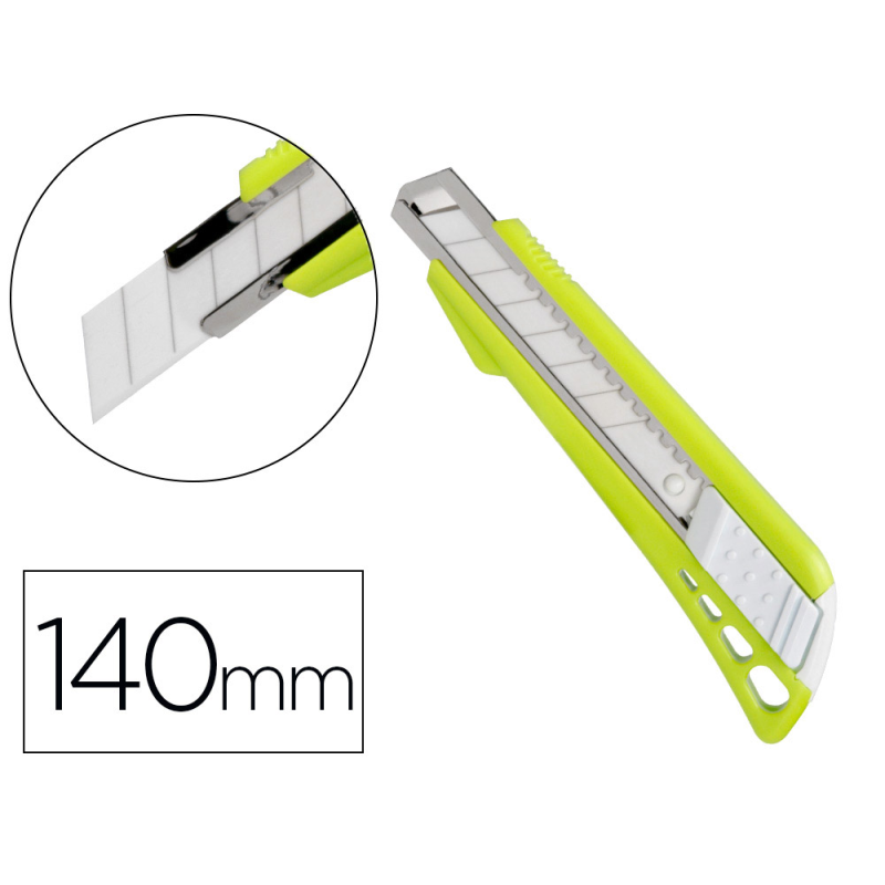 Cuter q-connect plastico ancho con guia metalica cuchilla ceramica 18 mm xd-43 blister 1 unidad