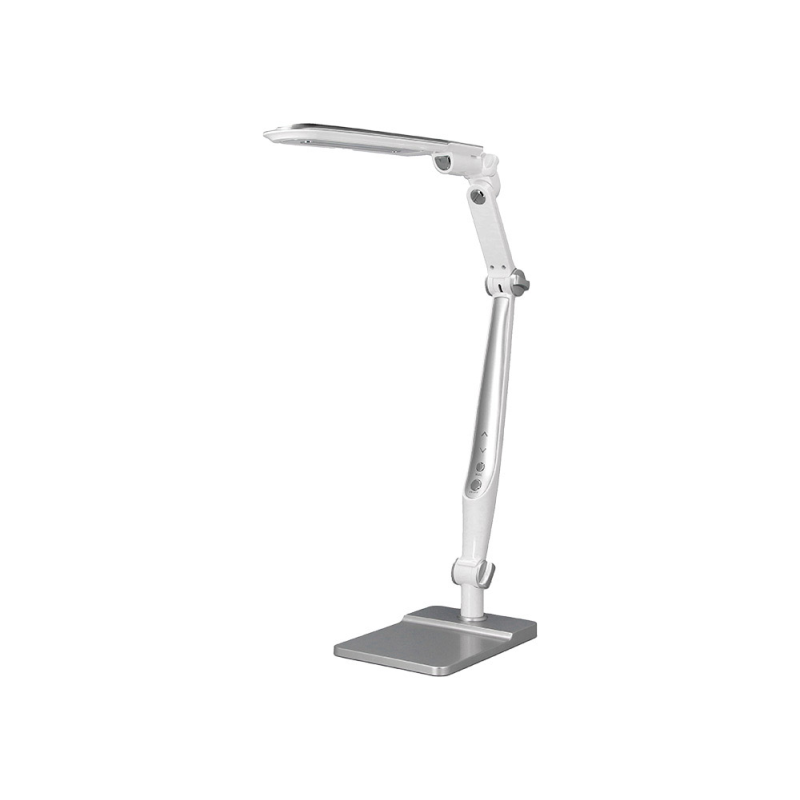 Lampara de escritorio q-connect led 9w 550 lm tactil 3 niveles color brazo y base oscilantes plateado
