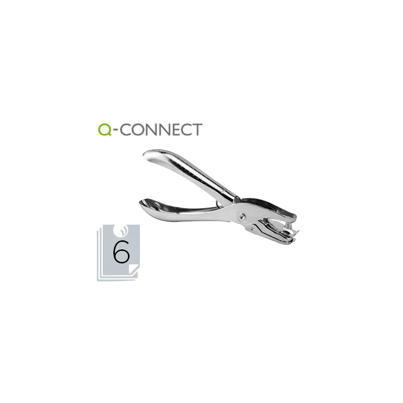 Taladrador q-connect kf18765 de tenaza metalico cromado 1 taladro abertura 6 mm capacidad 6 hojas