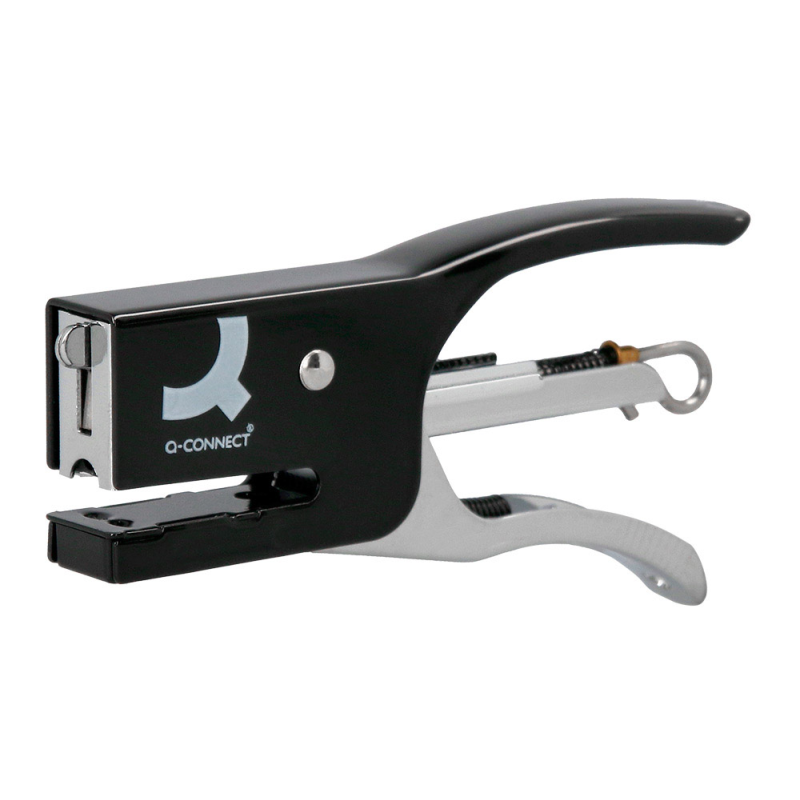 Grapadora q-connect de tenaza kf22340 metalica color negro capacidad 12 hojas usa grapas numero 10