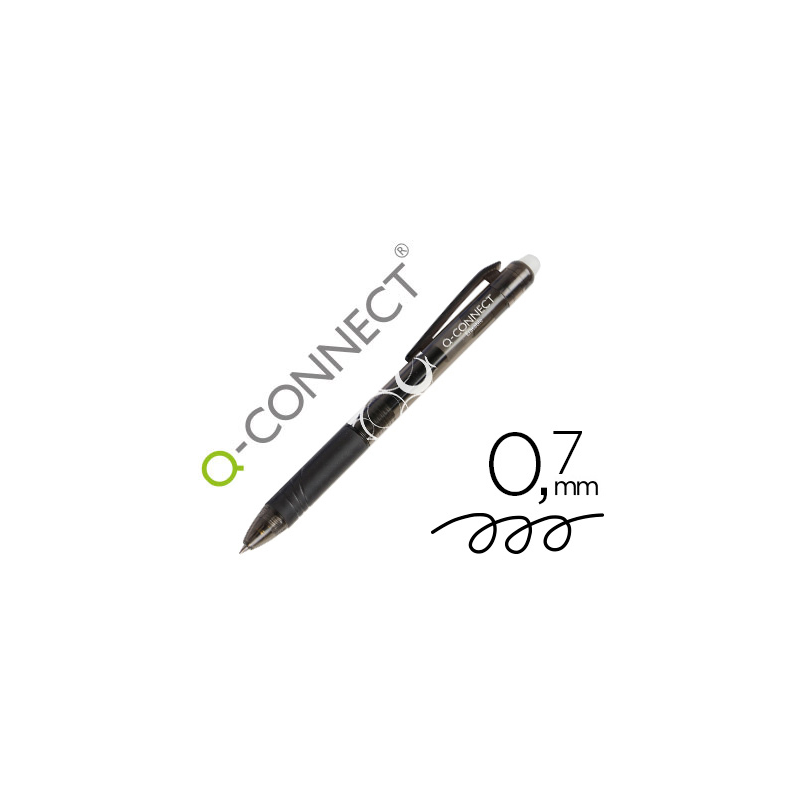 Boligrafo q-connect retractil borrable 0,7 mm color negro