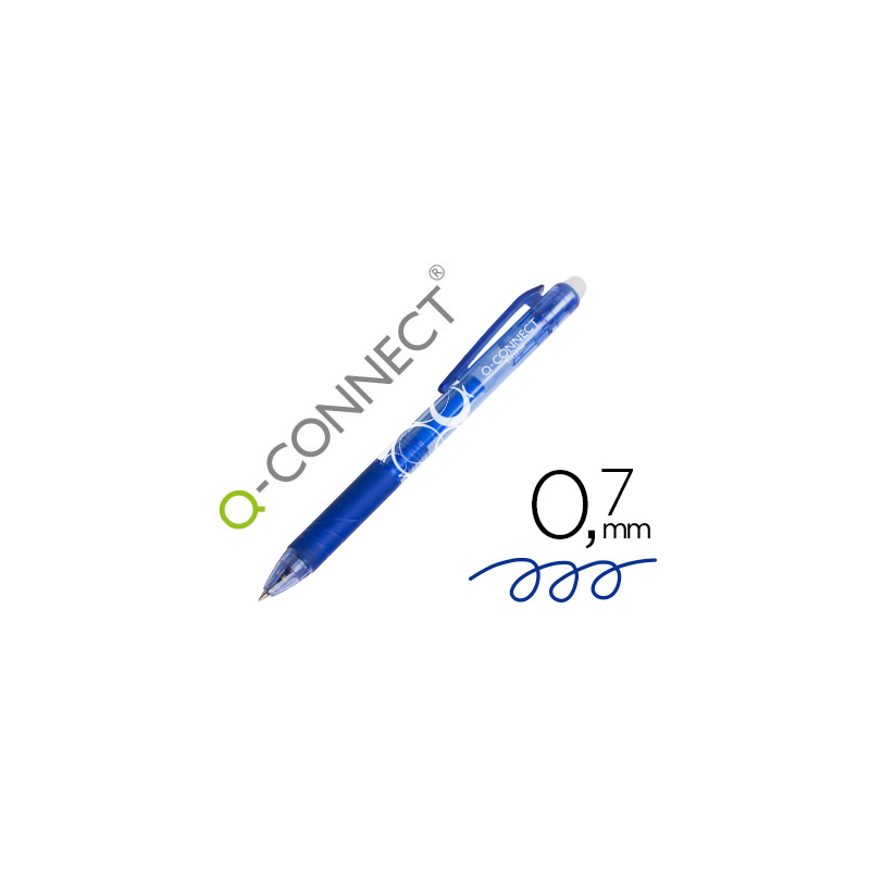 Boligrafo q-connect retractil borrable 0,7 mm color azul