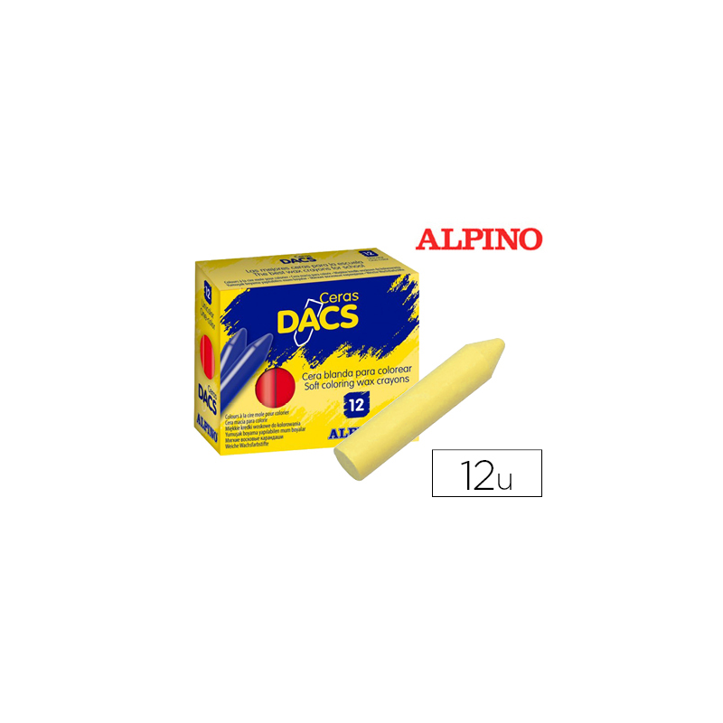 Lapices cera dacs unicolor amarillo claro caja de 12 unidades
