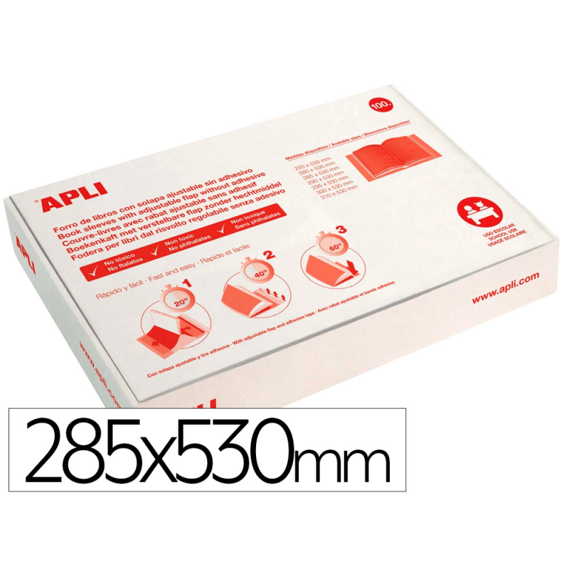 Forralibro apli pvc con solapa ajustable adhesivo 285x530 mm