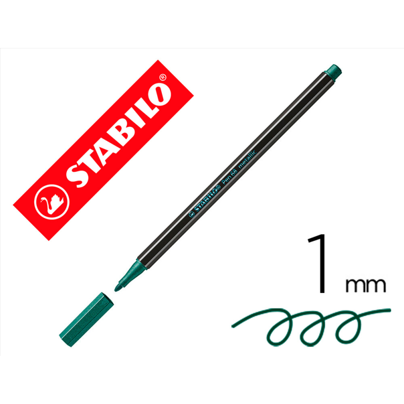 Rotulador stabilo acuarelable pen 68 metalico verde punta gruesa 1mm