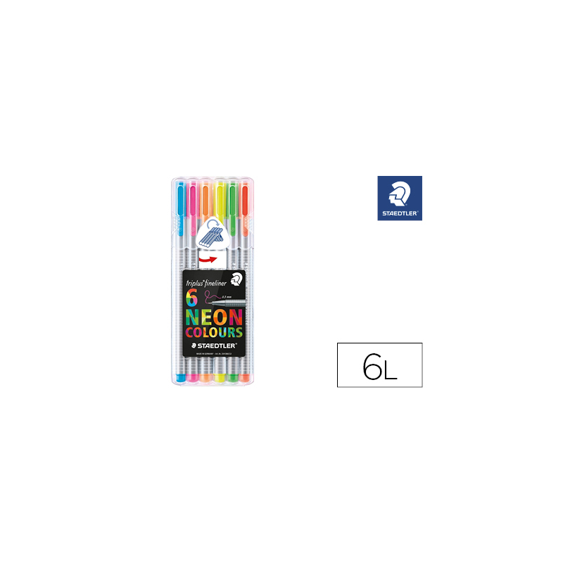 Rotulador staedtler triplus neon colours estuche de 6 unidades colores surtidos