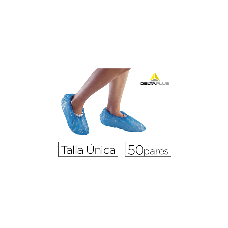 Cubre calzado delta plus polietileno azul talla unica caja de 50 pares