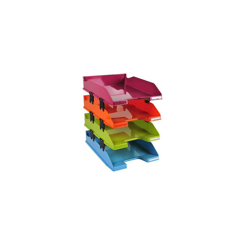 Bandeja sobremesa exacompta plastico arlequin set de 4 unidades colores surtidos 346x254x243 mm
